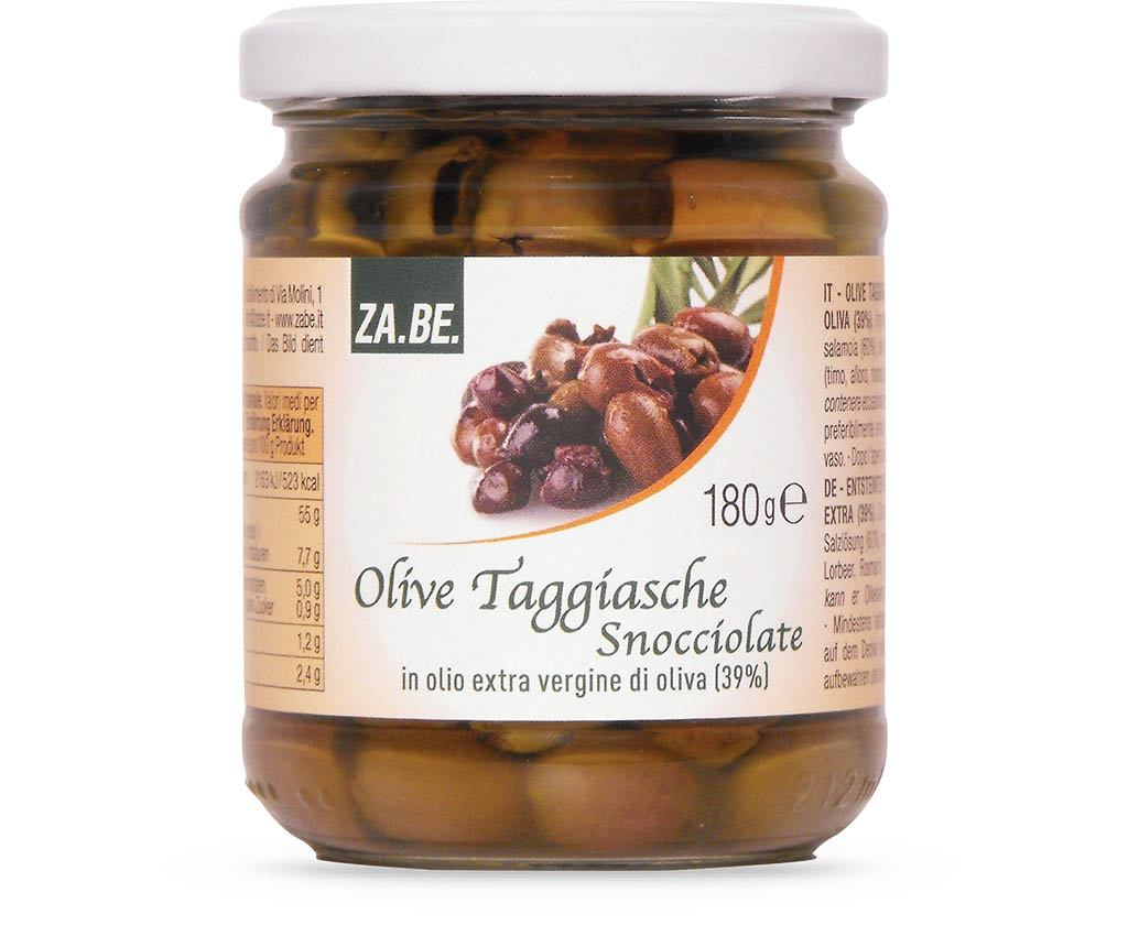 Olive taggiasche snocciolate in olio extra vergine di oliva